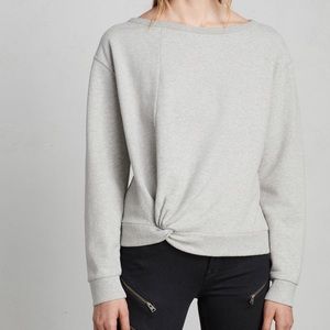 All Saints twist-front light grey sweatshirt